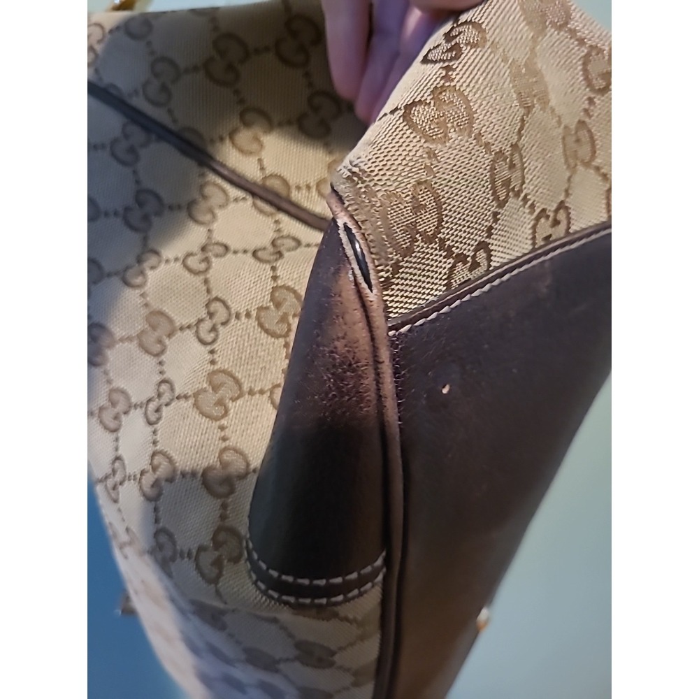 GUCCI Princy Sherry GG Canvas Leather Shoulder Tote Bag Brown Authentic Vintage - Picture 14 of 16